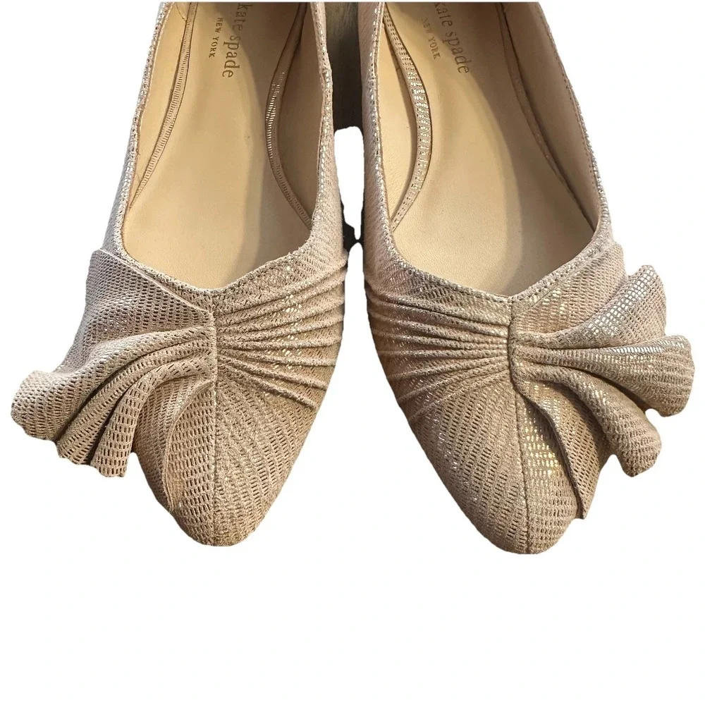 Kate Spade Flats Metallic Rose Gold Suede Leather Pointed Toe Shoes Sz 7M - Picture 3 of 11